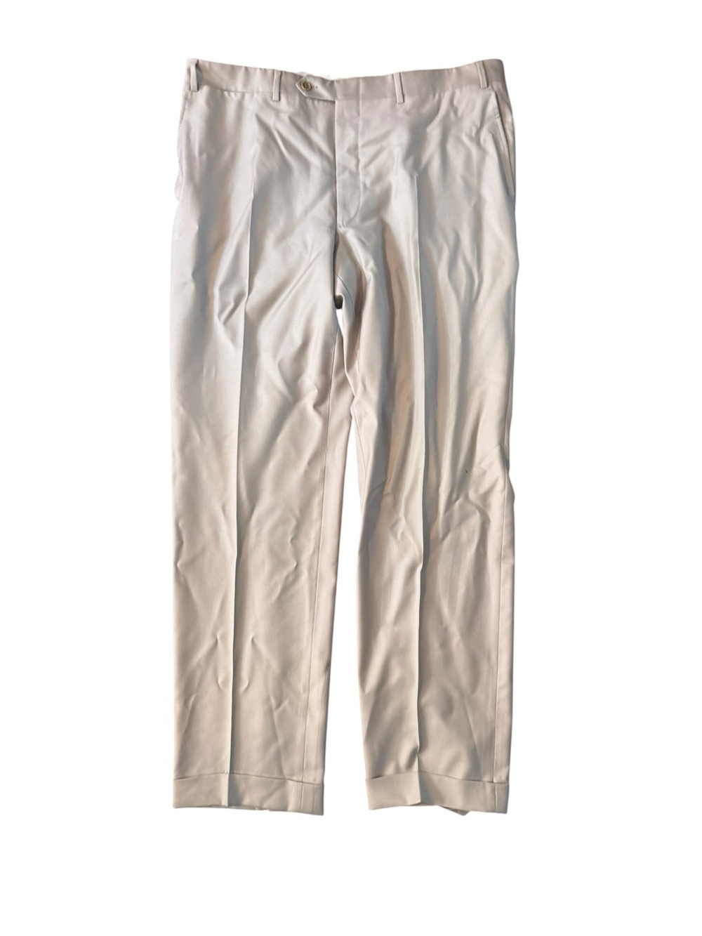 Canali Mens Beige Tan 100% Wool Dress Pants Trousers Slacks Flat Front Italy 38